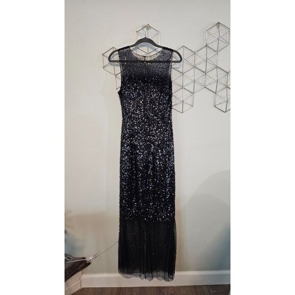 Sachin & Babi Womens Black Sequin Design Sleeveless Long Gown Dress Size 4 - Picture 9 of 9